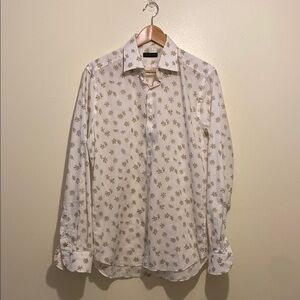 Saks Fitch Avenue Men's White Floral cotton Shirt. Size M